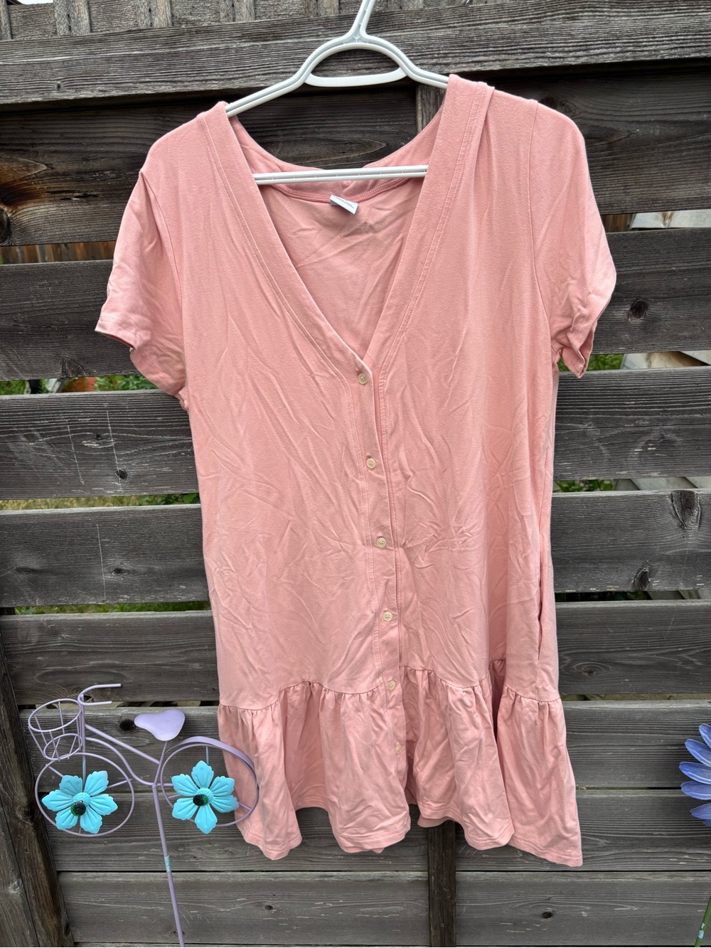 Smash + Tess Blush Pink Button-Front Ruffle Hem Mini Dress